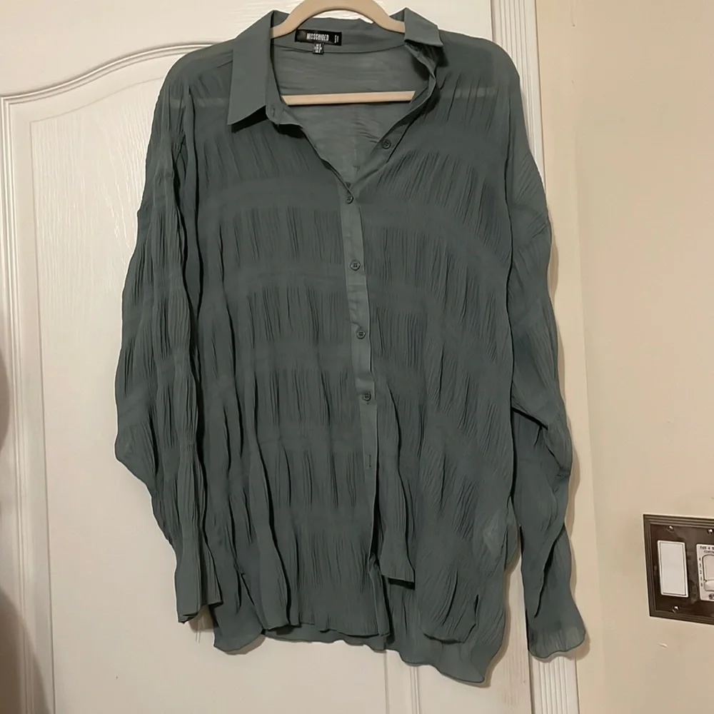 Misguided sheer button down - Picture 1 of 3